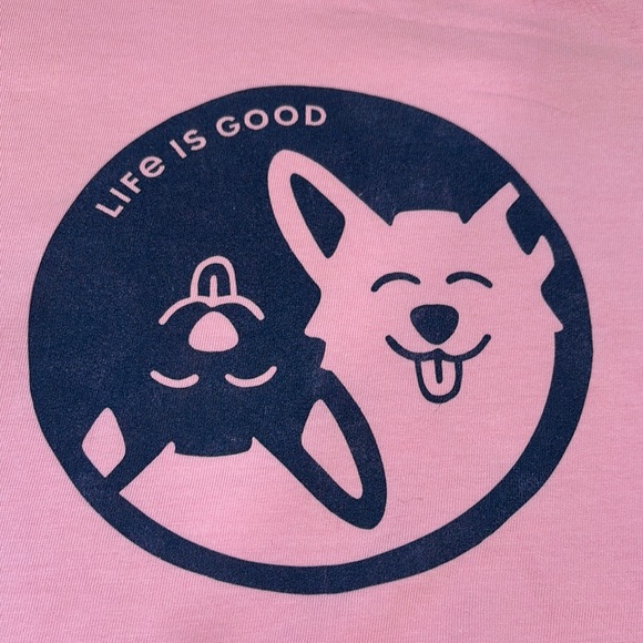 Life is Good Ying Yang Corgis Crusher Tee in Happy Pink NWT - Picture 1 of 8